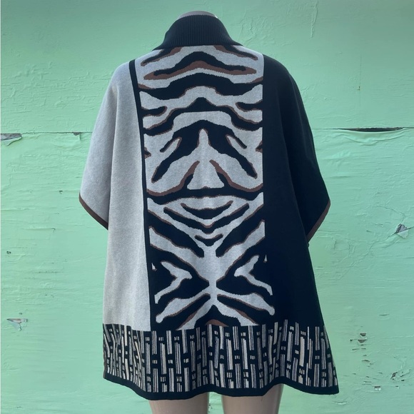 Chico's Black and White Zebra Print Poncho - Picture 4 of 5